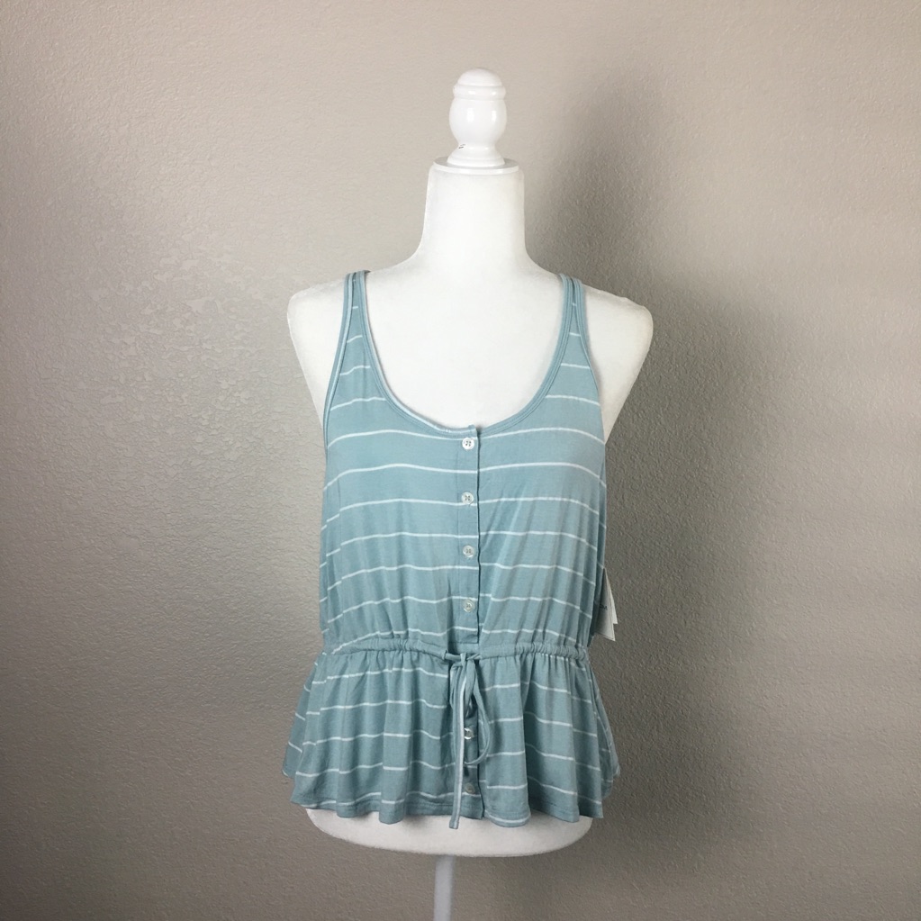 Volcom Stripe Buttoned Front Tank Top